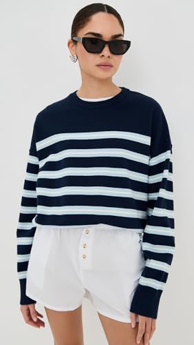 LE BOP Women's Striped Boxy Pullover2