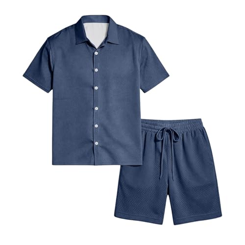 Ensemble homme short léger et respirant ensemble deux pièces bleu marine L spécial forte chaleur