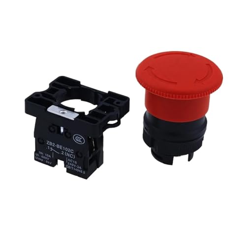 ITCLEYMDZV Red NC 22mm Emergency Stop Mushroom Push Button Switch XB2-ES542 Control Electrical Starter Switch 220V 10A