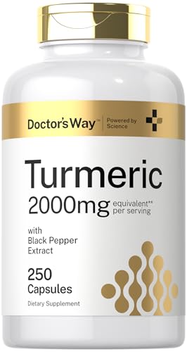 Doctor's Way Turmeric Curcumin Supplement 2000mg | 250 Capsules | with Black Pepper Extract | Non-GMO, Gluten Free Complex