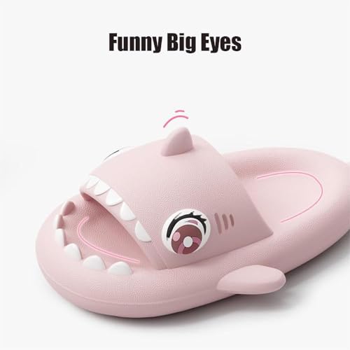 Generic Big Eye Shark Slippers, Original Cute Funny 3D Big Eye Shark, Anti-Slip Beach Pool Shower Shoes For Summer, Beige3