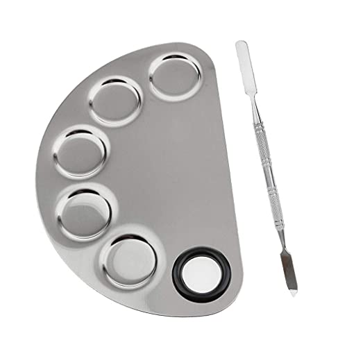 Guriya Professional Stainless Steel Cosmetic 5 Dip Makeup Mixing Plate with Spatula Tool for Women – Premium Beauty