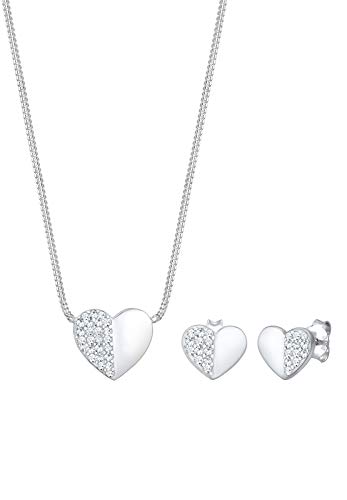 Preisvergleich Produktbild Elli Schmuckset Herz Liebe Swarovski® Kristalle 925 Silber Playful