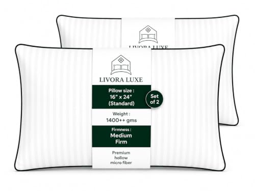 Image of Premium Hollow Fiber Bed Pillow Set of 2 (16 inchx24 inch) - Soft, Fluffy & Hypoallergenic | Machine Washable | Sleeping, Home & Daily Use | 6 Months Warranty