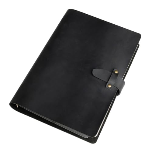 ノート 革 手帳 日記帳 ビジネス用ルーズリーフノート ビジネスオフィス用品(Black,A5)