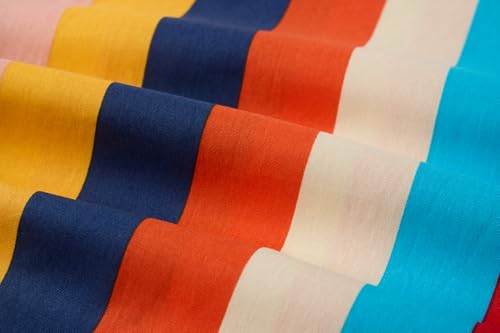 Girls Dresses Summer Sleeveless Rainbow Stripes Sundress Casual Cotton Dress with Bowknot4