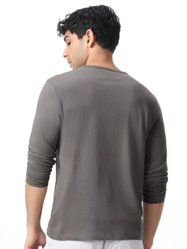 Image of Urbano Fashion Men's Solid Henley Neck Slim Fit Full Sleeve Cotton T-Shirt