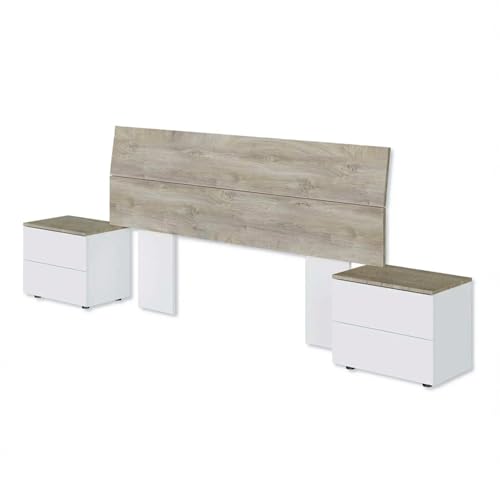 Set camera completo: include testiera matrimoniale da 176 cm e 2 comodini con 2 cassetti, ideale per arredare la zona notte con stile