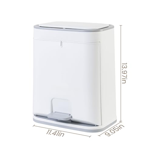 Image of Procade Office Trash Can with Lid, 3 Gallon Bathroom Garbage Can, Narrow Plastic Trash Bin with Press top Lid and Pedal, Slim Gray Trash Can Waste Basket for Room, RV,Dorm.