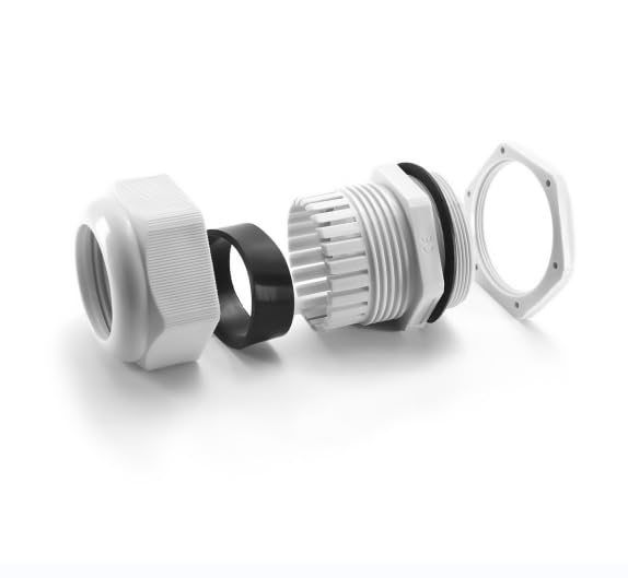 Fielect PG42 Cable Range Waterproof Adjustable Cable Joints Cable Gland Plastic White Tone 1Pcs-image-3