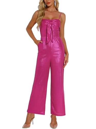 Combinaison à paillettes femme col en V sans manches salopette camisole de fête