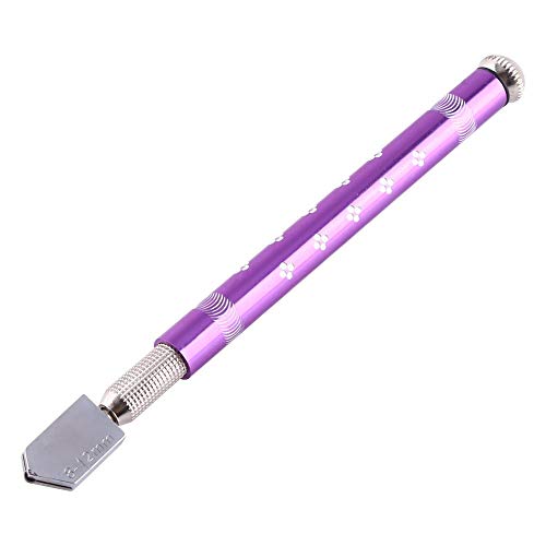 Glass Cutter Roller, Professional Anti-Slip Roller Glass Cutter Cutting Tool with Mental Aluminum Alloy Handle for Cutting Glass Plate(Purple)