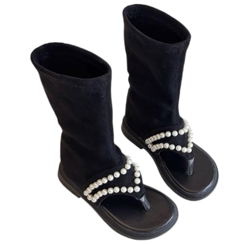 Girls Summer Pearl Princess Gladiator Sandals High Top Beach Roman Shoes