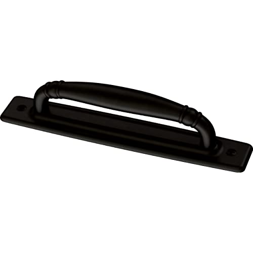 Franklin Brass 4 in. (102 mm) Matte Black Cabinet Drawer Pull with Backplate (5-Pack), 4" (102mm)