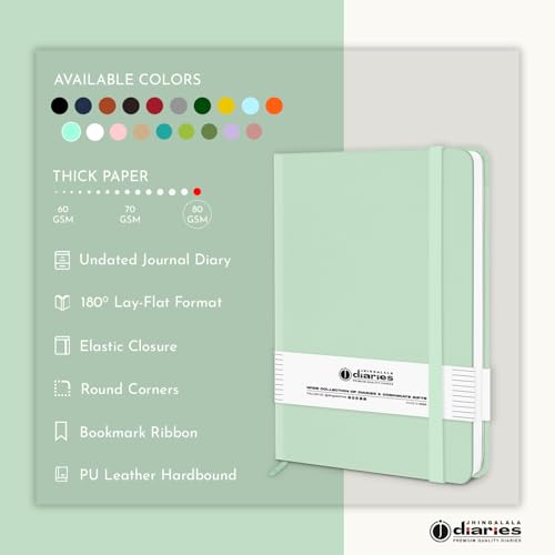 Image of Jhingalala Diaries - Hardbound Leather Cover Pocket Size Corporate Executive Diary Notebook I Pocket Diary For Men and Women I A6 Size I 80gsm Paper I 192 Ruled Pages (Ocean Green)