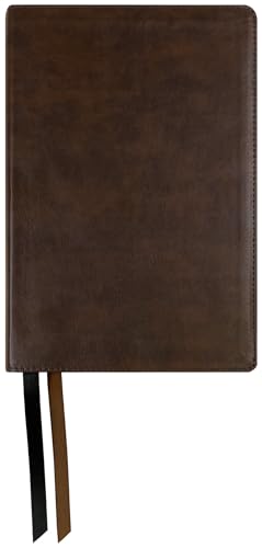 Image of NASB Large Print Compact Bible, Dark Brown, Leathertex, 1995 text | 9 Point Font, 5 x 7.25 inch Page Size, Line Matched, Smyth Sewn, Single Column, Paragraph Format, Black Letter, 2 Premium Ribbons
