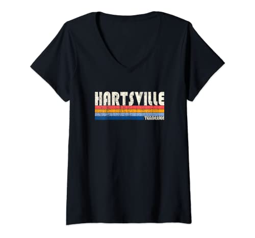 Mujer Estilo retro vintage de los 70 y 80, ciudad natal de Hartsville, Tennesse Camiseta Cuello V