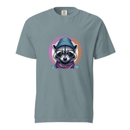 T-shirt raton laveur éclipse solaire bleu glace en coton S unisexe