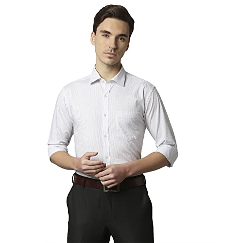 Image of Park Avenue Men's Pure Cotton Stripe Pattern Slim Fit Semi Cutaway Collar Full Sleeve Formal Shirt