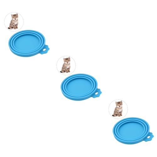 DOITOOL Reusable Canning Lids 3pcs Blue Can Food for Silicone Multiple Storage Pet Lid Sizes Cover Food-grade Pet Food Storage