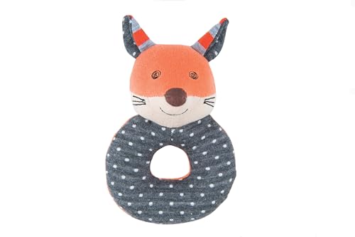 Image of Apple Park Organic Farm Buddies - Frenchy Fox Teething Rattle, Baby Toy for Infants - Hypoallergenic, 100% Organic Cotton