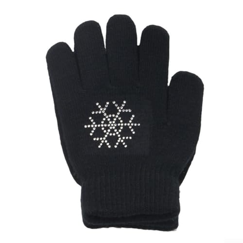 TDCuizent Gants de patinage artistique antidérapants en coton chaud et extensible avec points antidérapants pour un meilleur contrôle et sécurité pour enfants et adultes (taille M, noir)