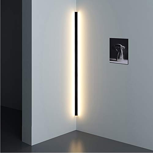 YXNKK Applique da Parete LED Lungo Interno Lampada da Muro Camera da Letto ad Angolo Minimalista Nero 3000K Luce Calda Lampada da Parete Soggiorno Moderna Decorazione da Parete per Ingresso,120cm/36w