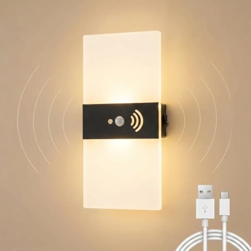 Image of Motion Sensor Wall Light, Rechargeable LED Wall Sconce, Dimmable Magnetic Night Light, 3000K Warm White Wireless Lamp, Battery Powered Indoor Hallway Stairway Closet Bedroom,1-Pack