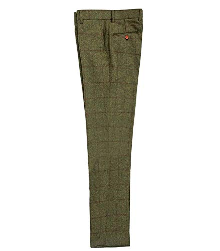 Men's Tweed Suit Pants Plaid Thick Retro Wool Trousers for Wedding Groomsmen2