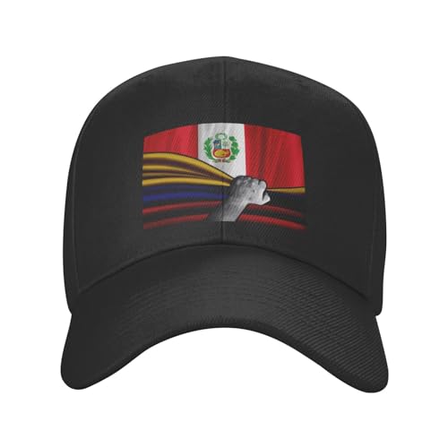 KWQDOZF Gorra de béisbol de la Bandera Colombiana de Colombia y Perú peruanos para Hombres y Mujeres, Gorra clásica Ajustable para papá, Gorra de Camionero para Correr Actividades al Aire Libre