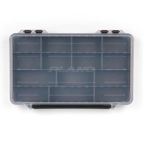 Image of Plano StowAway 3700 Thin Stow Tackle Box, with Corrosion-Preventive Rustricor, Single Latch Design, Transparent DuraView Lid, Stackable Storage for Fishing Bait, Lures and Gear
