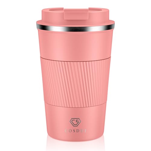 CS COSDDI Thermobecher- Isolierbecher, Edelstahl Travel Mug, 13oz/380ml Vakuum auslaufsicher Reisebecher mit Deckel, Autobecher… – Ansicht 1
