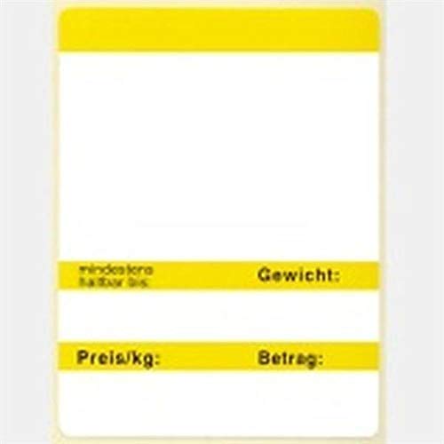 Thermoetiketten 46,8 x 43mm für Mettler Toledo - gelb/schwarz - 24 Rollen = 33.600 Etiketten