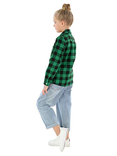 Image of Phorecys Girls' Plaid Flannel Shirt Long Sleeve Button Down Buffalo Checkered Shirt 2T-10 Years