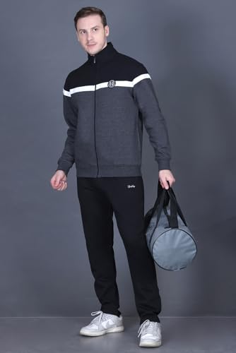 Image of GODFREY Zipper Track Suit For Man Winter Wear High Neck Cotton Tracksuit- Co ords For Men Regular Fit