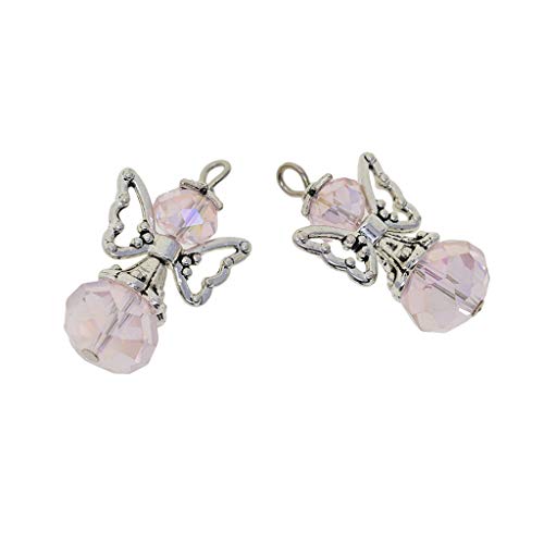 Fenteer 12 Pieces Alloy Filigree Hollow Charms Pendant With Crystal Glass Beads Dangle Charm Pendants Jewelry Crafts Bulk, Pink #TOP1