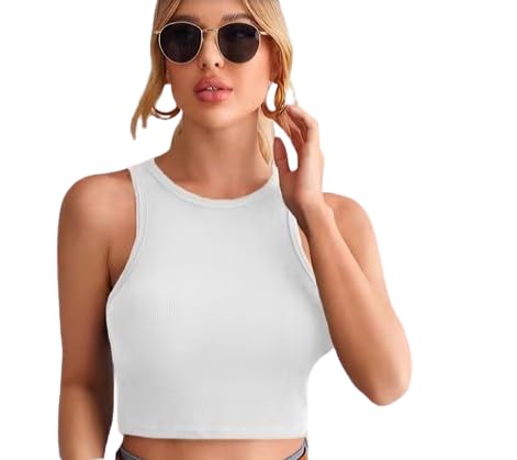 m.a fashion Women’s Sleeveless Ribbed Crop Top – Athletic Racerback Design, Comfortable Fit, Black, Perfect for Workout & Casual Wear-picture-56