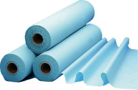 DSTOCK60 - LOT DE 3 ROULEAUX DE DRAPS D'EXAMEN BLEUS PLASTIFIÉS IMPERMÉABLES - 50 X 35 - 135 FORMATS - PROTECTION POUR MATELAS, TABLE, LIT - QUALITÉ MÉDICALE - ABSORBANT