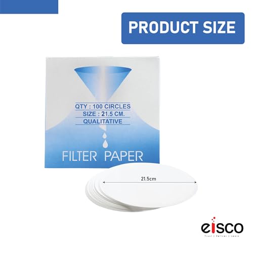 Image of EISCO Pack of 100 Premium Qualitative Filter Paper - 21.5cm, 8-10 Micron, High-Purity Lab Paper for Chemistry, Liquid Filtration, Science Experiments, Research, Classroom & STEM Activities