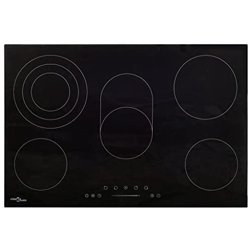 vidaXL Placa Vitrocerámica 5 Quemadores Control Táctil Cocina Inducción Eléctrica Empotrada Autosuficiente Instalación 90 cm 8500 W