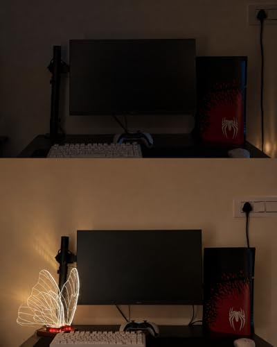 Image of Acrylic Butterfly LED Table Lamp, Large Decorative Table Lamp, 10' * 10.4' * 7', Warm White Butterfly Design, Acrylic Edge Lit, 3D Fancy Night Light with 3D Printed Base