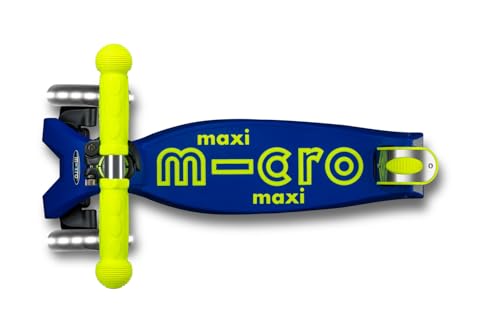 Image of Micro Kickboard | Maxi Foldable LED Kids Scooter for Ages 5-12 | Children up to 110 lbs | 3 Wheel Lean-to-Steer Design | Adjustable T Bar | Smooth Ride, Motion Activated PU LED Wheels | Swiss Design