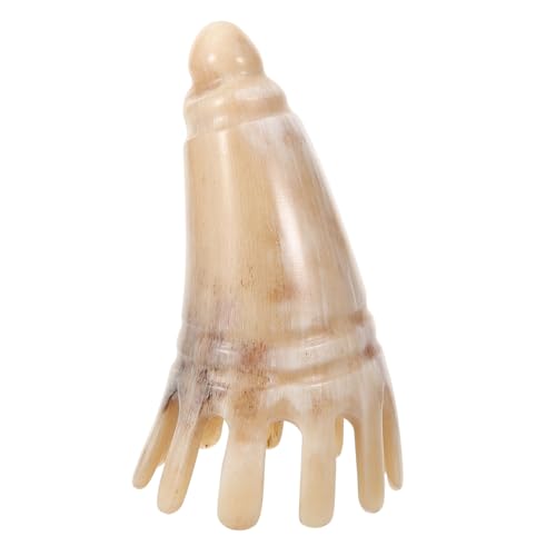 VICASKY Massage du cuir chevelu en corne naturelle - Brosse à shampoing à dents larges pour soins du cuir chevelu et lavage des cheveux - Massage doux pour les types de cheveux - Fait à la main