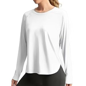 PINSPARK T-Shirt de Sport à Manches Longues pour Femme – Col Rond – Athlétique – pour Course à Pied, Yoga, Fitness – Lâche S-XXL