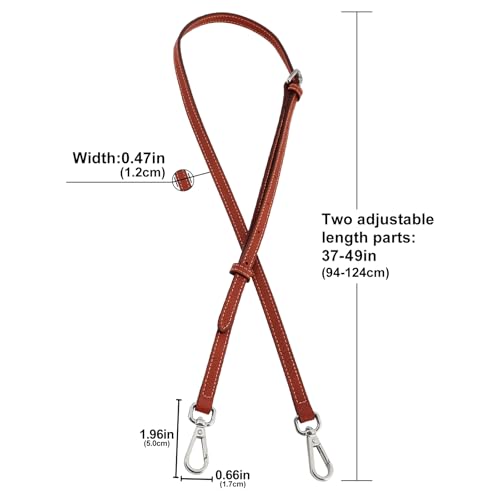 Image of Bag Leather Strap Replacement Adjustable Crossbody Shoulder Straps for XS MINI Pouch, No Damage Conversion Kits Accessories (MINI-Chestnut Brown-Silver)
