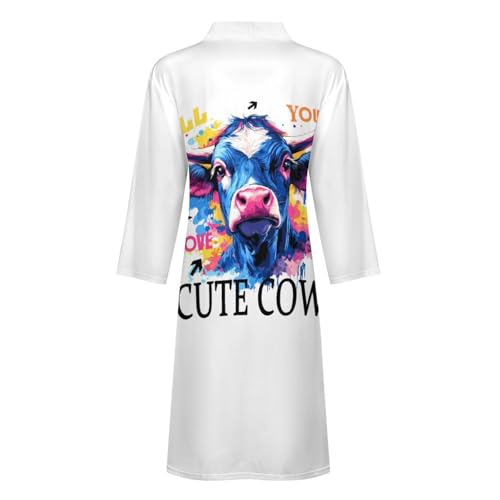 Love Cow Bathrobes For Women Men Soft Spa Knit Bath Robes Floral Long House Coat Party Sleepwear With Attached Belt3