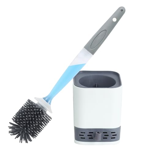 Cepillo de baño WC de Silicona CHICGADGETS, Cepillo y Soporte para Inodoro, Sistema de Limpieza Integrado, Almacena y Libera Agentes de Limpieza, Antibacteriano, Antigoteo, Secado rápido, Inodoro