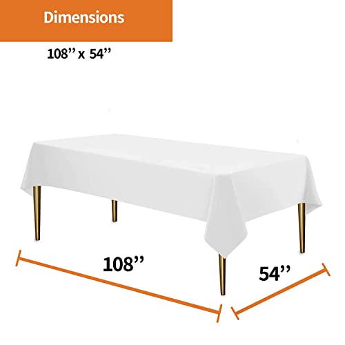Image of Party Dimensions White Disposable Plastic Tablecloth for Rectangle Tables (48 Pack) Premium Decorative Table Cloths for Parties, Events & Weddings, Indoors & Outdoors, 54 x 108 inches