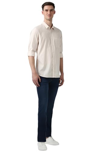 Image of Peter England Men Cotton Slim Fit Stripe Shirt