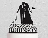 Golf Couple Cake Topper, Golf Wedding Cake Topper, Mr And Mrs Cake Topper, Golf Theme Wedding, Couple Cake Topper, Bride Groom Decorations Cake Centerpiece Party Decor.